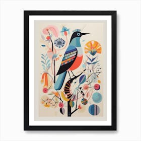 Colourful Scandi Bird Mockingbird 3 Art Print