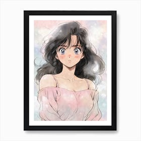 Kawaii Kawaii Aesthetic Retro Anime Girl 90s Vintage Otaku Art Print