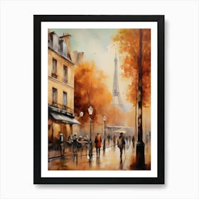 Paris city countryside, cafes, people, trees, old autumn oil paints. Faded colours.10 Art Print