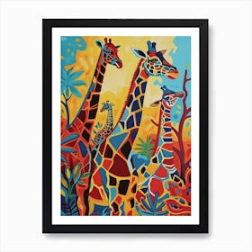 Geometric Pattern Of Giraffes 3 Art Print