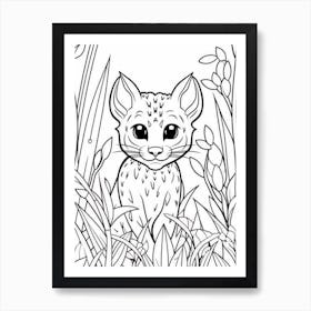 Line Art Jungle Animal Margay 3 Art Print