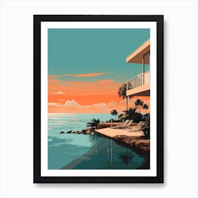 Abstract Illustration Of St Pete Beach Florida Orange Hues 1 Art Print