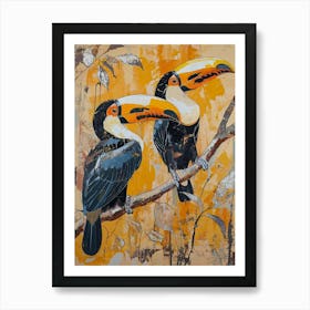 Toucans Kitsch Brushstrokes 3 Art Print