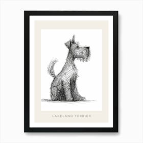 Lakeland Terrier Dog Line Sketch 1 Poster Art Print