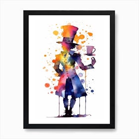 Alice In Wonderland Colourful Watercolour Mad Hatter Art Print