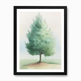 Cypress Tree Atmospheric Watercolour Painting 1 Art Print