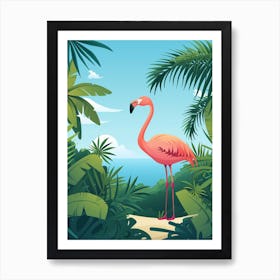Greater Flamingo South Asia India Tropical Illustration 5 Art Print