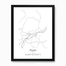 Pazin,Croatia Minimalist Map Art Print