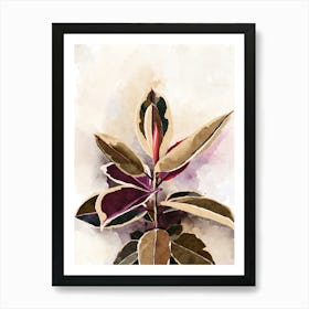 Watercolor Ficus Botanical Leaves 1 Art Print