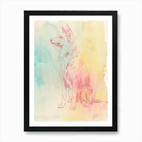 Pastel Beauceron Dog Pastel Line Illustration  1 Art Print