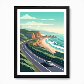 A Hammer In The Pacific Coast Highway Car Illustration 3 Art Print