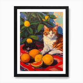 Camelia With A Cat 1 Fauvist Style Painting Art Print