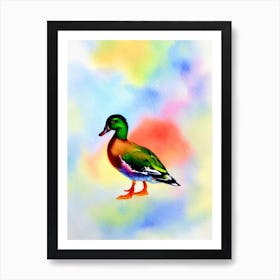 Duck Watercolour Bird Art Print