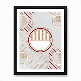 Geometric Abstract Glyph in Festive Gold Silver and Red n.0024 Art Print