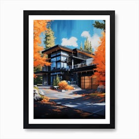Modern House In Autumn Art Print