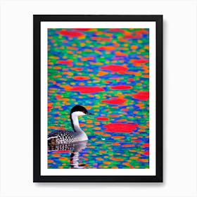 Grebe 2 Yayoi Kusama Style Illustration Bird Art Print