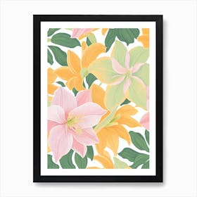 Amaryllis Pastel Floral 1 Flower Art Print