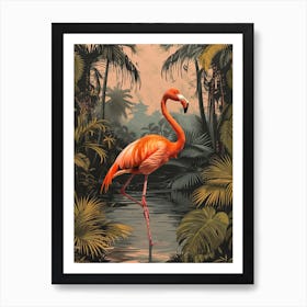 Greater Flamingo South Asia India Tropical Illustration 2 Art Print