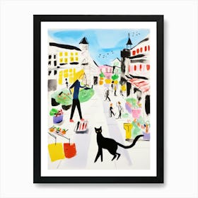 The Food Market In Stockholm 2 Illustration Art Print