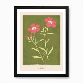 Pink & Green Phlox Flower Poster Art Print