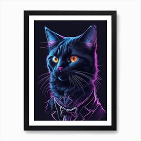 Cat Wearing Tuxedo Art Print