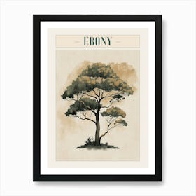 Ebony Tree Minimal Japandi Illustration 3 Poster Art Print