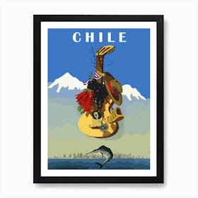 Traditional Chile, Mountains And The Sea Art Print