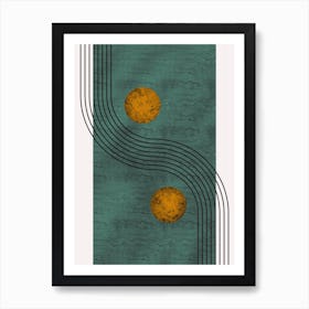 Aquamarine Marble With Golden Sphere Art Print