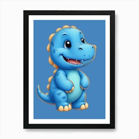 kids room blue dinosaur design Art Print