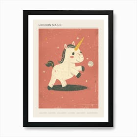 Unicorn Playing With A Ball Muted Pastels Poster Art Print
