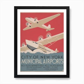 New York Airports Vintage Travel Poster Art Print