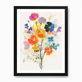 Evening Primrose 4 Collage Flower Bouquet Art Print