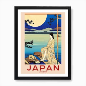 Lake Biwa, Visit Japan Vintage Travel Art 2 Poster Art Print