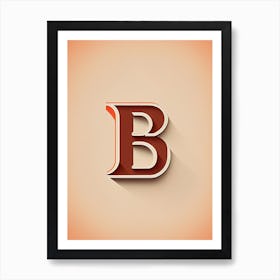 B  Letter, Alphabet Retro Minimal 3 Art Print