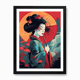 Geisha Flat Illustration  5 Art Print
