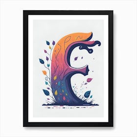 Colorful Letter E Illustration 46 Art Print