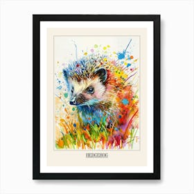 Hedgehog Colourful Watercolour 1 Poster Art Print