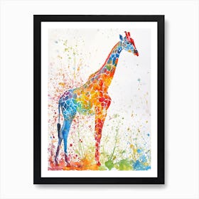 Giraffe Watercolour Side Portrait 3 Art Print