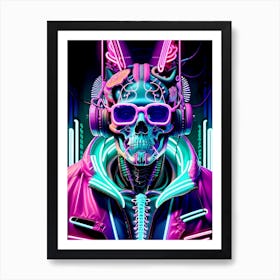 Neon Skull 27 Art Print