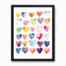 Watercolor Hearts 4 Art Print