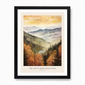 Autumn Forest Landscape The Great Smoky Mountains Poster Art Print