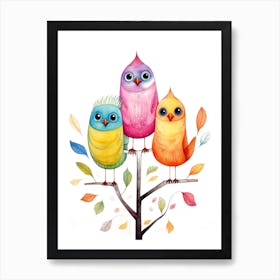 Colorful Birds On A Tree 1 Art Print