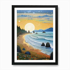 Cannon Beach Washington Retro Pop Art 12 Art Print