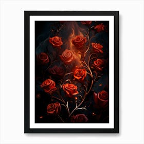 Roses On Fire Art Print