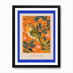 Spring Birds Poster European Robin 2 Art Print