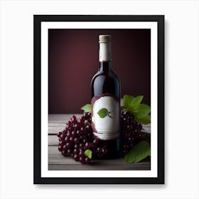 Red Wine Bottle And Grapes 3 Art Print