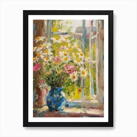 Daisy Flowers On A Cottage Window 2 Art Print