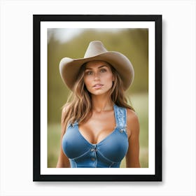 Cowgirl In Cowboy Hat Art Print