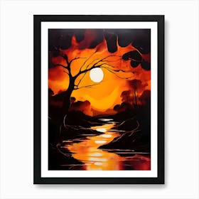 Sunset Over The River 4 Art Print