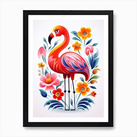 Scandinavian Bird Illustration Flamingo 1 Art Print